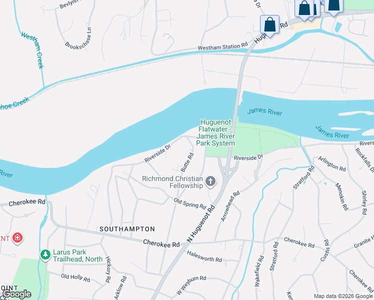map of restaurants, bars, coffee shops, grocery stores, and more near 4628 Butte Road in Richmond