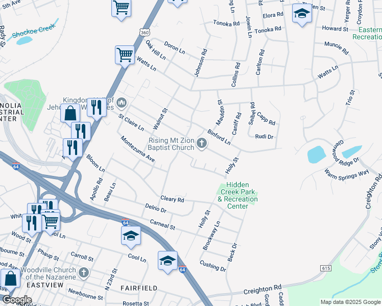map of restaurants, bars, coffee shops, grocery stores, and more near 306 Saint Claire Lane in Richmond