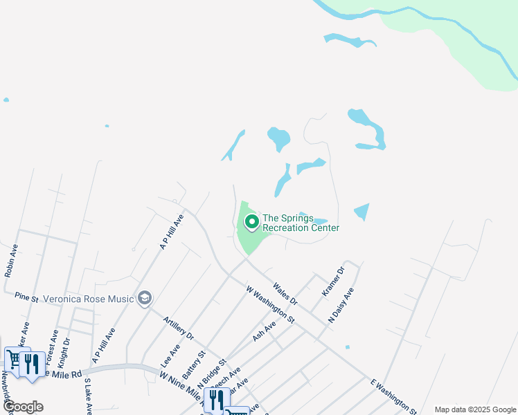 map of restaurants, bars, coffee shops, grocery stores, and more near 300 Colonel Drive in Highland Springs