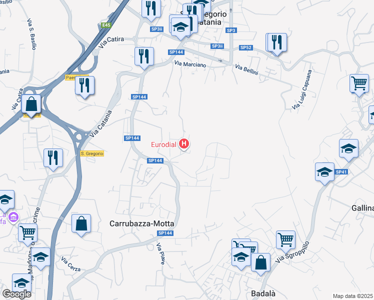 map of restaurants, bars, coffee shops, grocery stores, and more near 8 Via Giosuè Carducci in Carrubazza-Motta