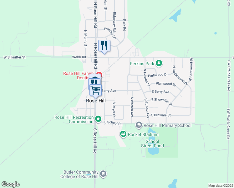 map of restaurants, bars, coffee shops, grocery stores, and more near 102 Reyer Street in Rose Hill