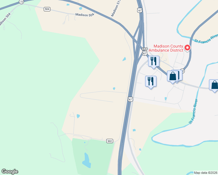 map of restaurants, bars, coffee shops, grocery stores, and more near in Fredericktown