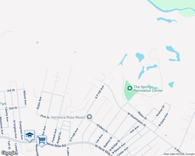 map of restaurants, bars, coffee shops, grocery stores, and more near 1208 Mary Washington Street in Highland Springs
