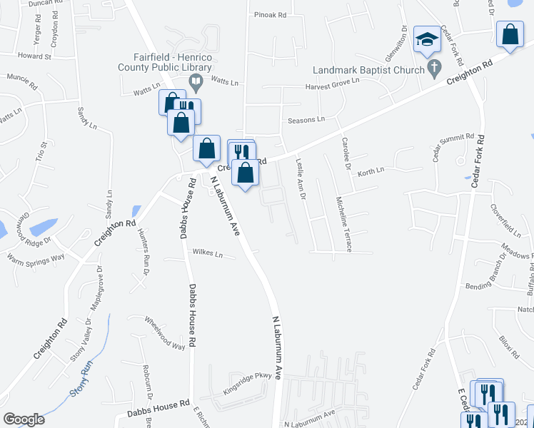 map of restaurants, bars, coffee shops, grocery stores, and more near 912 Dominion Townes Court in Richmond