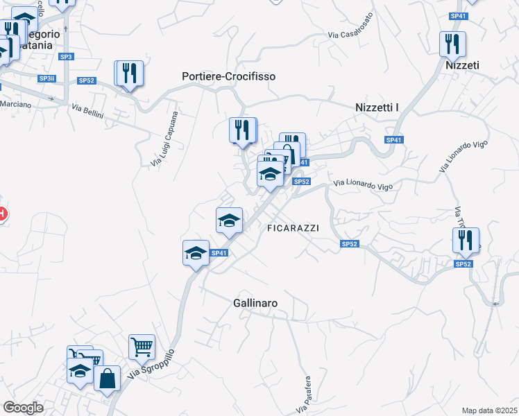 map of restaurants, bars, coffee shops, grocery stores, and more near 119 Via Tripoli in Aci Castello