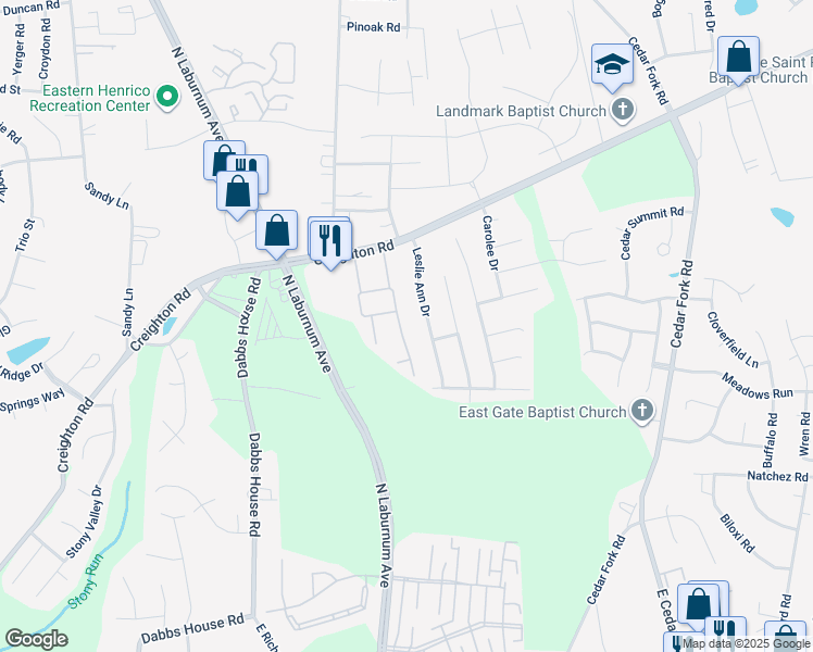 map of restaurants, bars, coffee shops, grocery stores, and more near 1109 Dominion Townes Place in Richmond