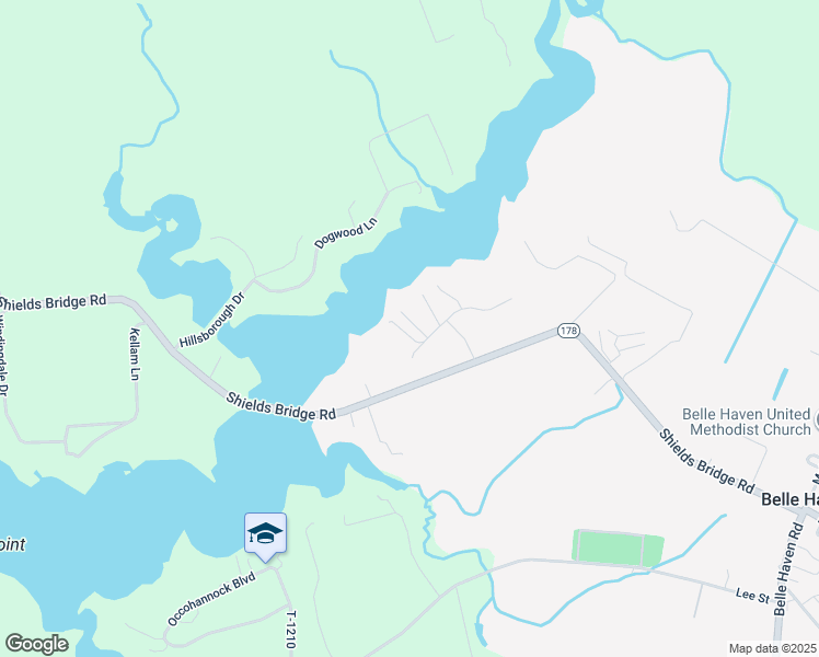 map of restaurants, bars, coffee shops, grocery stores, and more near 14193 Woodfield Road in Belle Haven