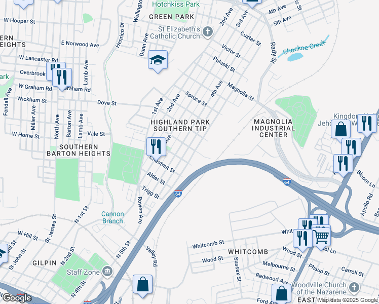 map of restaurants, bars, coffee shops, grocery stores, and more near 2014 5th Avenue in Richmond