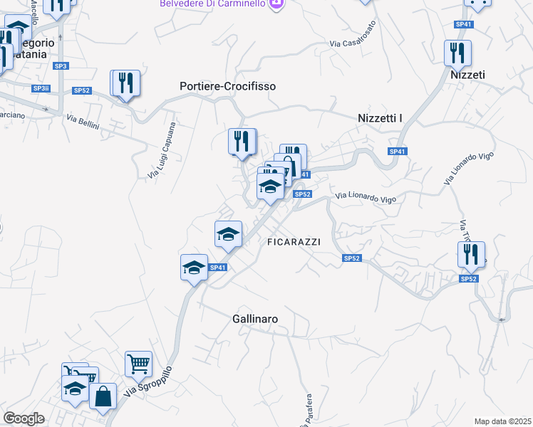 map of restaurants, bars, coffee shops, grocery stores, and more near 119 Via Tripoli in Aci Castello