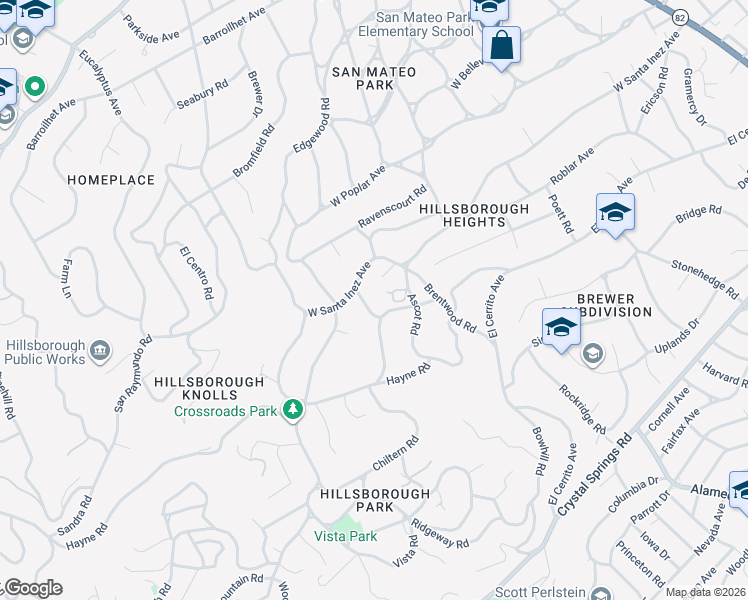 map of restaurants, bars, coffee shops, grocery stores, and more near 340 Arden Road in Hillsborough