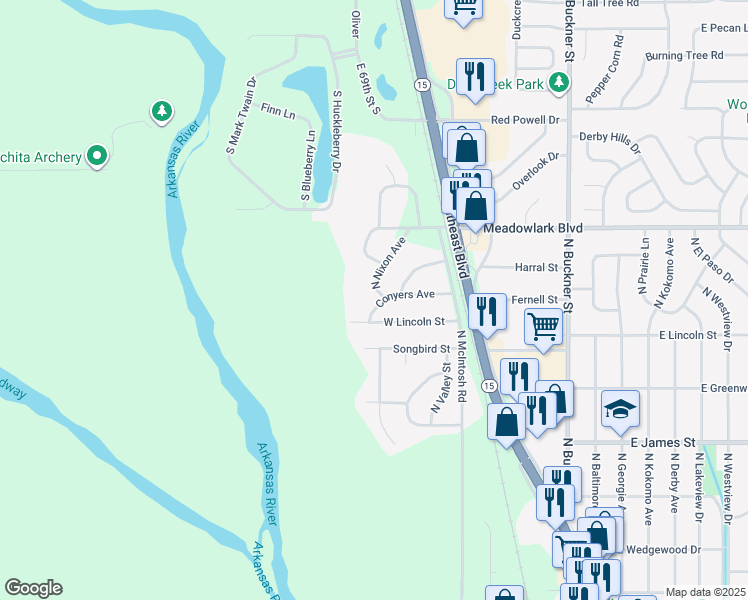map of restaurants, bars, coffee shops, grocery stores, and more near 602 Conyers Avenue in Derby