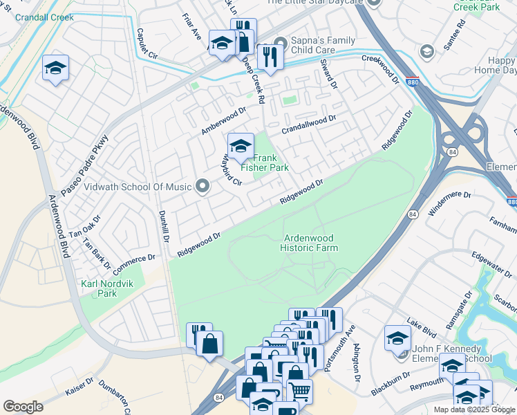 map of restaurants, bars, coffee shops, grocery stores, and more near 5326 Tacoma Common in Fremont