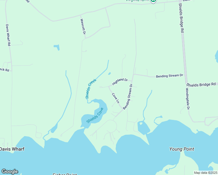 map of restaurants, bars, coffee shops, grocery stores, and more near Bluff Drive in Accomack County