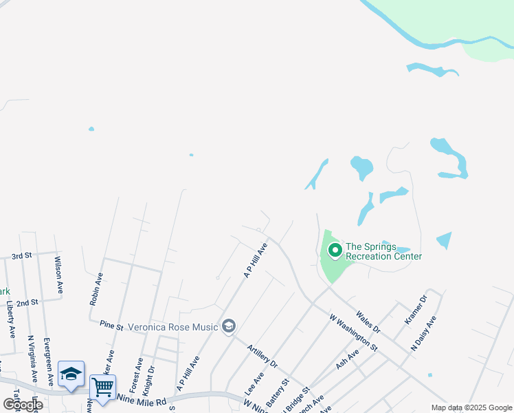 map of restaurants, bars, coffee shops, grocery stores, and more near 308 Washington Court in Highland Springs