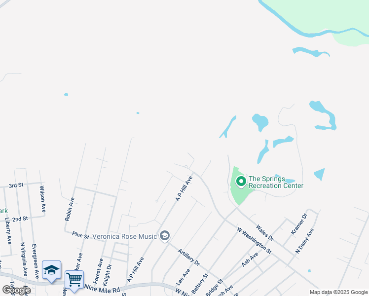 map of restaurants, bars, coffee shops, grocery stores, and more near 308 Washington Court in Highland Springs