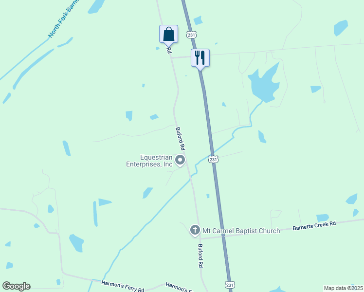 map of restaurants, bars, coffee shops, grocery stores, and more near Buford Road in Ohio County