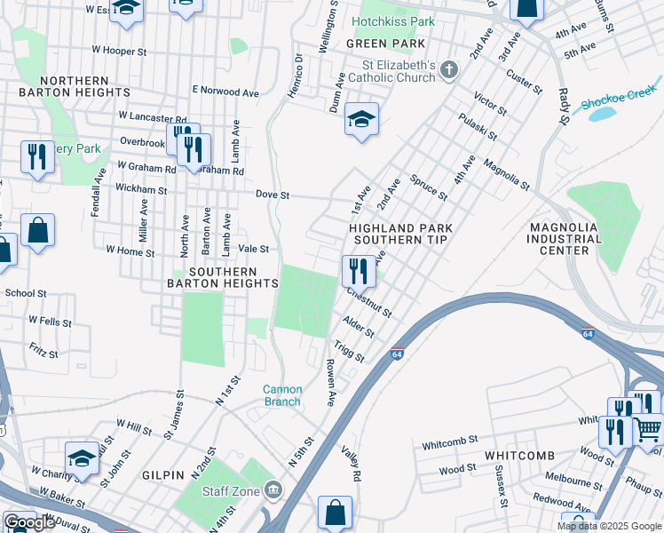 map of restaurants, bars, coffee shops, grocery stores, and more near 1109 Althea Parkway in Richmond