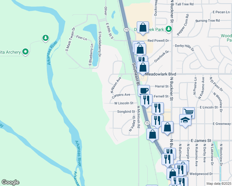map of restaurants, bars, coffee shops, grocery stores, and more near 602 Conyers Avenue in Derby