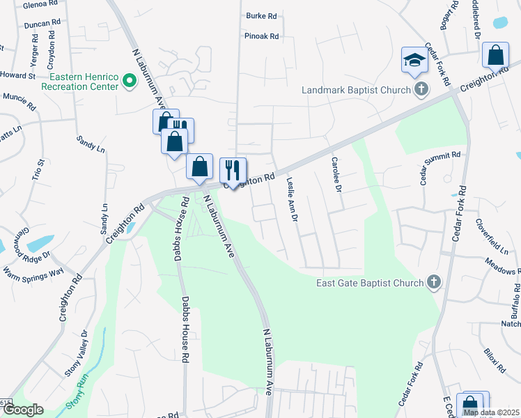 map of restaurants, bars, coffee shops, grocery stores, and more near 1212 Dominion Townes Terrace in Richmond