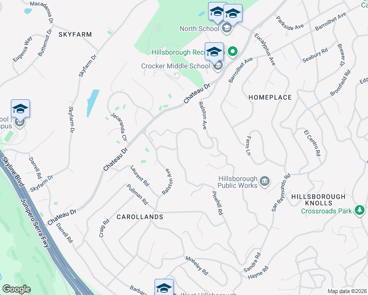 map of restaurants, bars, coffee shops, grocery stores, and more near 145 Pinehill Road in Hillsborough