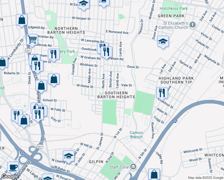 map of restaurants, bars, coffee shops, grocery stores, and more near 2005 Barton Avenue in Richmond