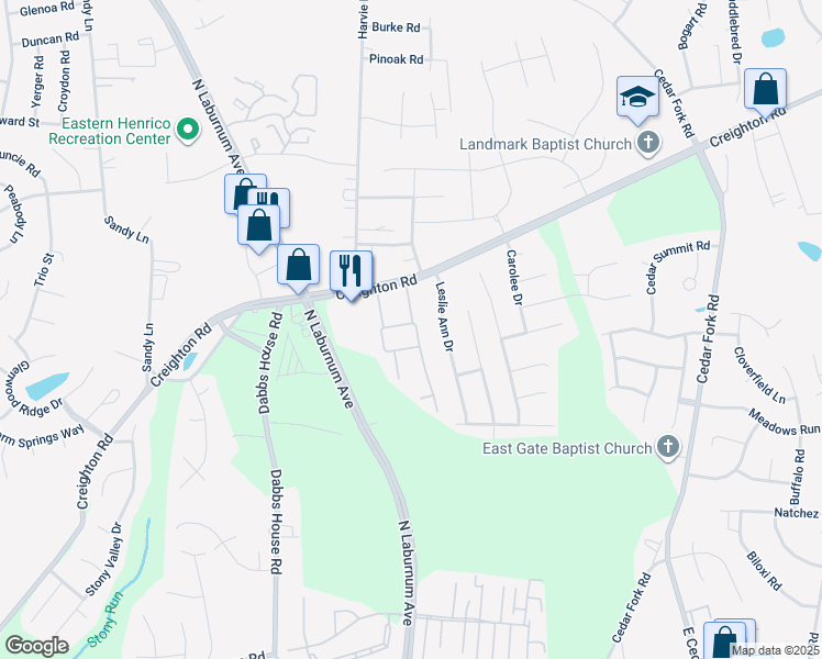 map of restaurants, bars, coffee shops, grocery stores, and more near 1200 Dominion Townes Terrace in Richmond