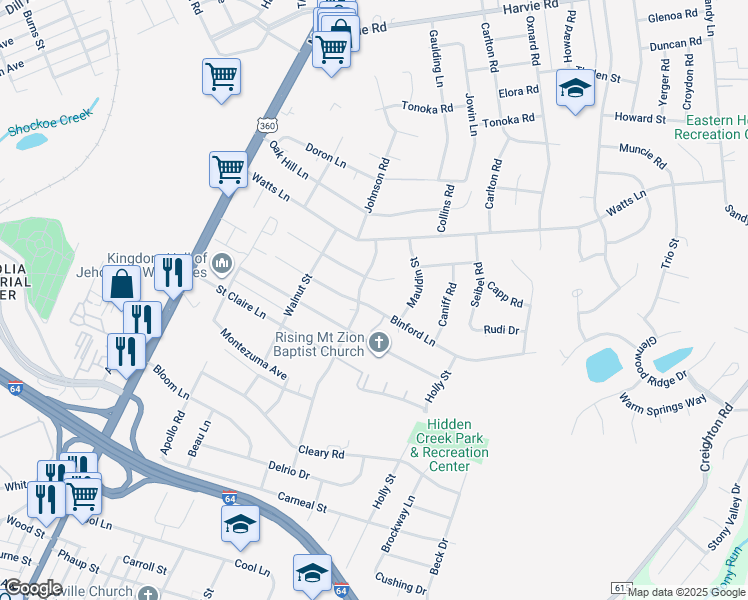 map of restaurants, bars, coffee shops, grocery stores, and more near 2002 Binford Lane in Richmond