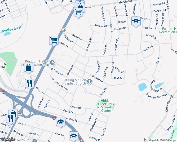 map of restaurants, bars, coffee shops, grocery stores, and more near 2002 Binford Lane in Richmond