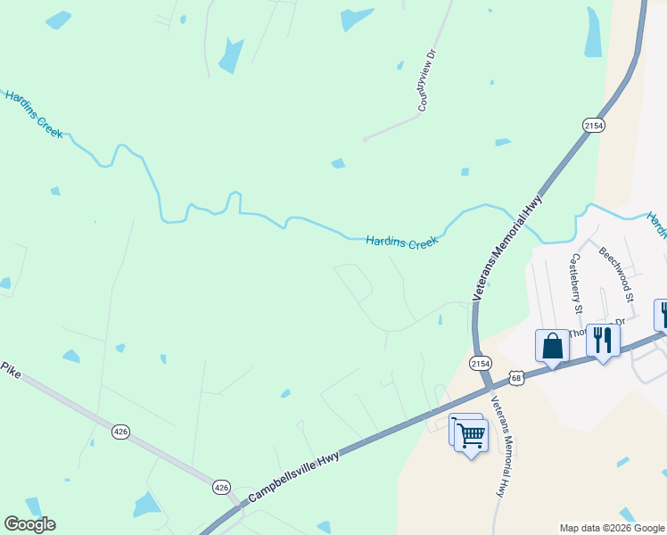 map of restaurants, bars, coffee shops, grocery stores, and more near 197 Scenic Hill Drive in Lebanon