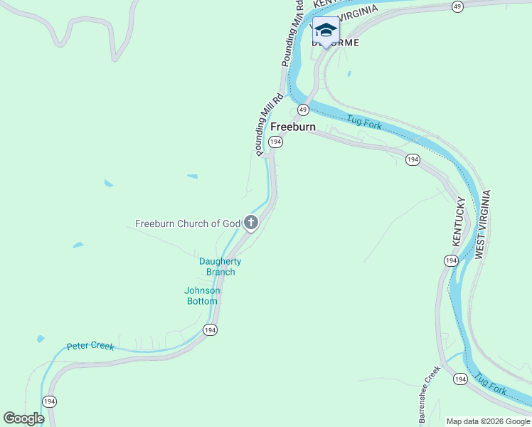 map of restaurants, bars, coffee shops, grocery stores, and more near Kentucky 194 in Freeburn
