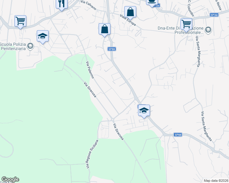 map of restaurants, bars, coffee shops, grocery stores, and more near 19 Via Messina in San Pietro Clarenza