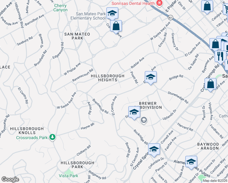 map of restaurants, bars, coffee shops, grocery stores, and more near 519 Roehampton Road in Hillsborough