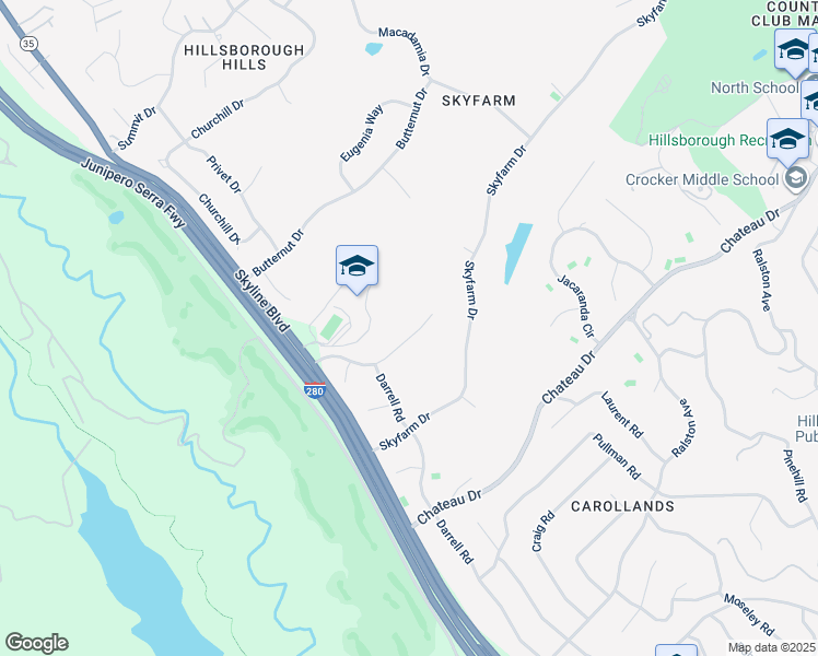 map of restaurants, bars, coffee shops, grocery stores, and more near 85 Rowan Tree Lane in Hillsborough