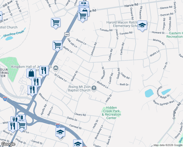 map of restaurants, bars, coffee shops, grocery stores, and more near 2000 Hobson Lane in Richmond