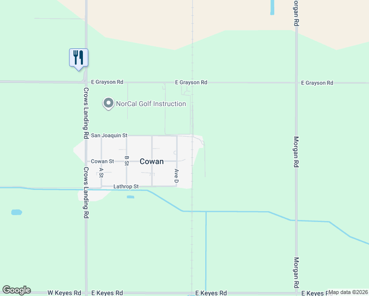 map of restaurants, bars, coffee shops, grocery stores, and more near 5224 Avenue D in Modesto