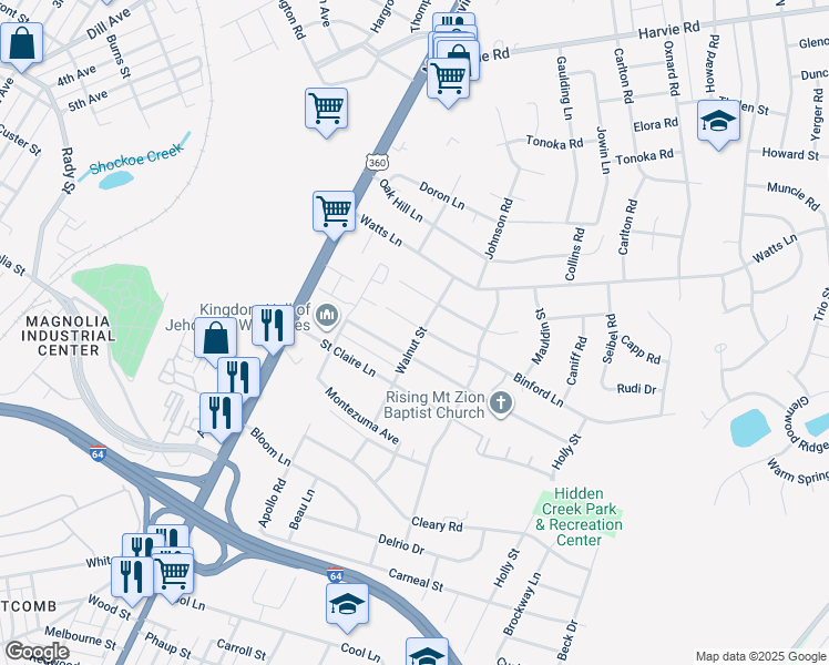 map of restaurants, bars, coffee shops, grocery stores, and more near 1813 Binford Lane in Richmond