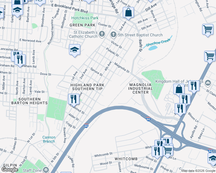 map of restaurants, bars, coffee shops, grocery stores, and more near 2301 5th Avenue in Richmond