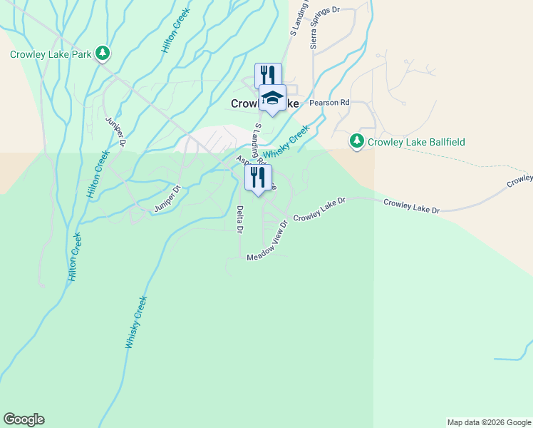 map of restaurants, bars, coffee shops, grocery stores, and more near 117 Lake Manor Place in Mammoth Lakes