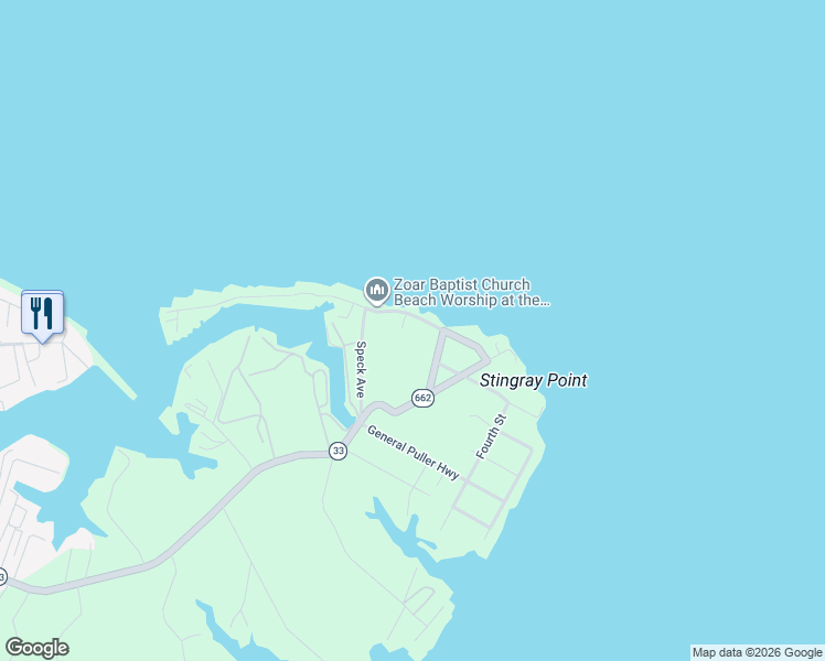 map of restaurants, bars, coffee shops, grocery stores, and more near 181 Riverside Drive in Deltaville