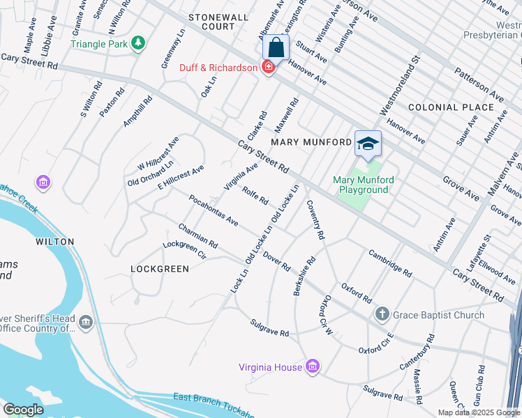 map of restaurants, bars, coffee shops, grocery stores, and more near 4705 Rolfe Road in Richmond