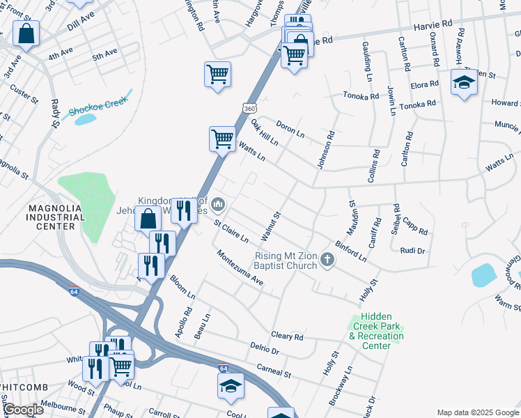map of restaurants, bars, coffee shops, grocery stores, and more near 1805 Binford Lane in Richmond