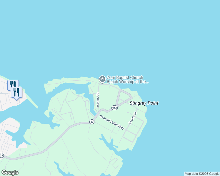 map of restaurants, bars, coffee shops, grocery stores, and more near 199 Riverside Drive in Deltaville