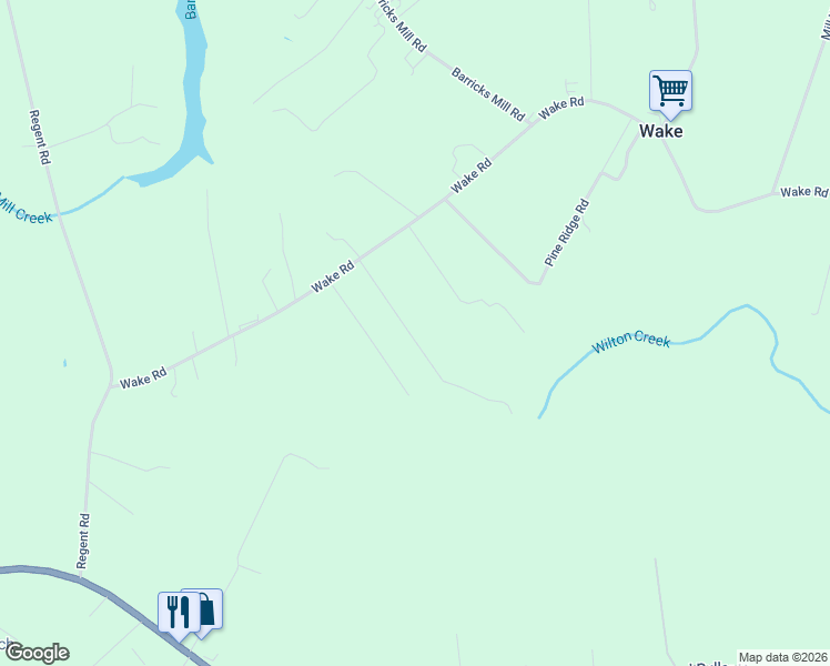 map of restaurants, bars, coffee shops, grocery stores, and more near 141 Hill Crest Road in Wake