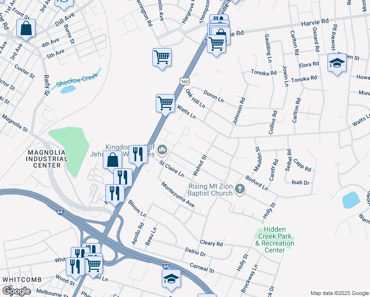 map of restaurants, bars, coffee shops, grocery stores, and more near 1717 Binford Court in Richmond