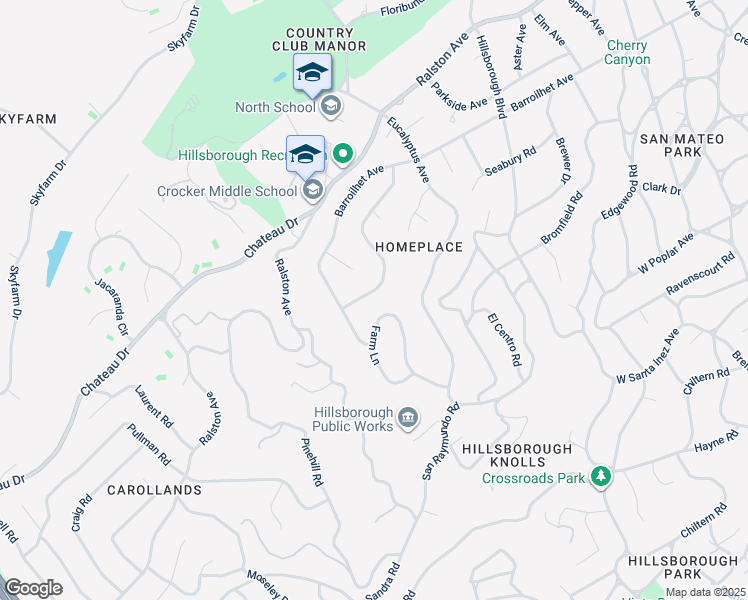map of restaurants, bars, coffee shops, grocery stores, and more near 125 Stonepine Road in Burlingame