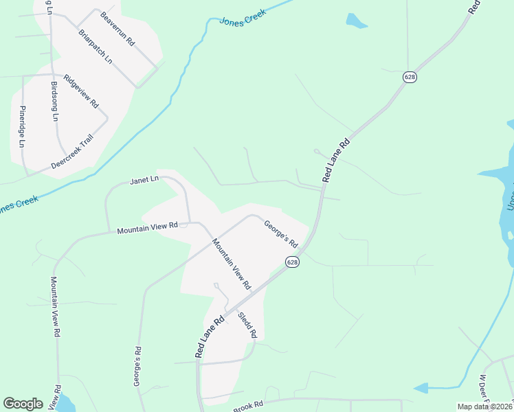 map of restaurants, bars, coffee shops, grocery stores, and more near 2553 George's Road in Powhatan