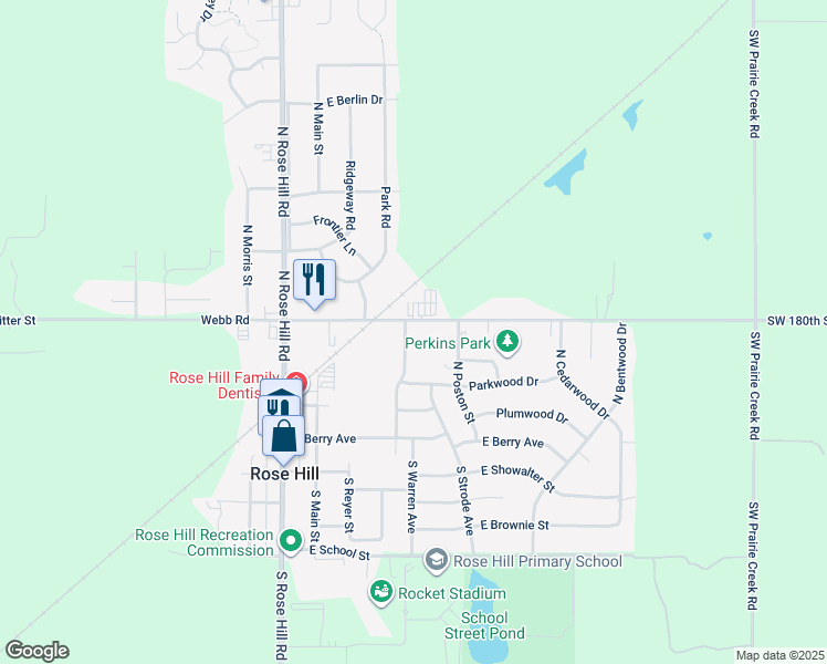 map of restaurants, bars, coffee shops, grocery stores, and more near 332 Warren Avenue in Rose Hill
