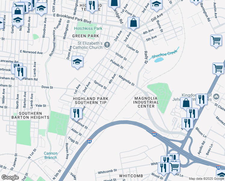 map of restaurants, bars, coffee shops, grocery stores, and more near 2400 5th Avenue in Richmond