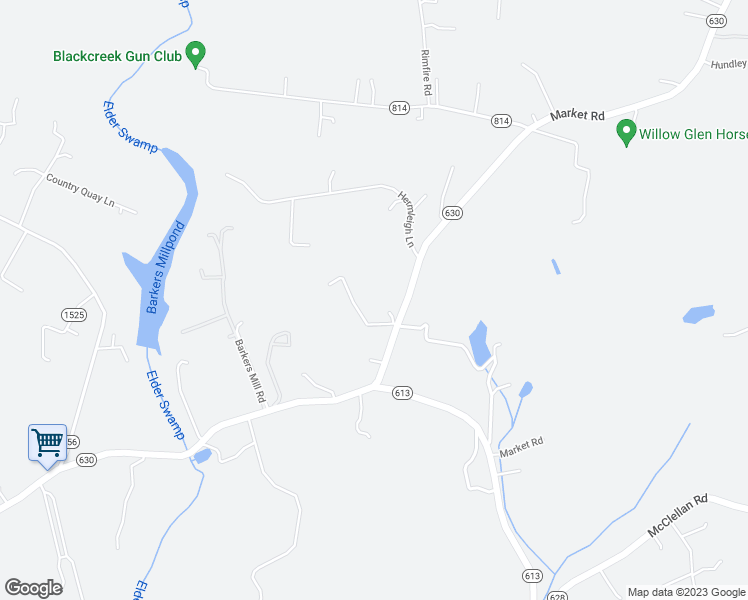 map of restaurants, bars, coffee shops, grocery stores, and more near 4366 Market Road in Mechanicsville
