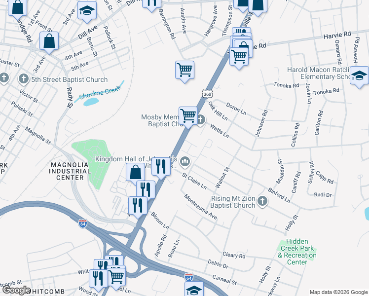 map of restaurants, bars, coffee shops, grocery stores, and more near 121 Colter Drive in Richmond